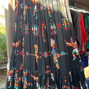 Native American Kachina doll print skirt. Size L
